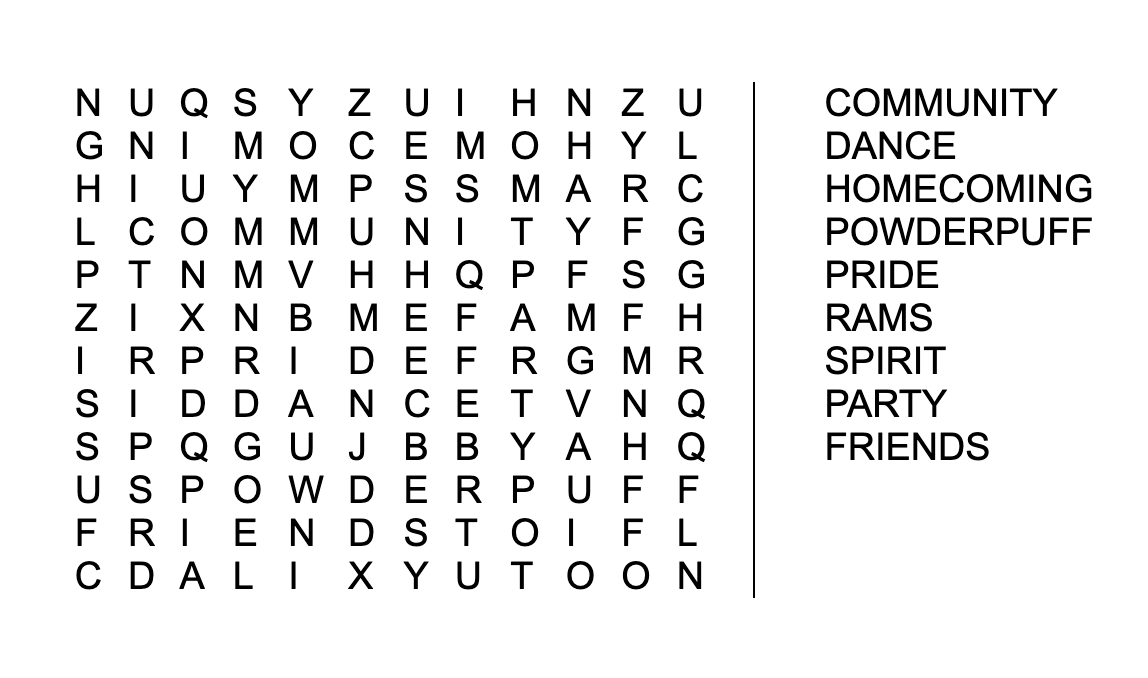 Homecoming Word Search